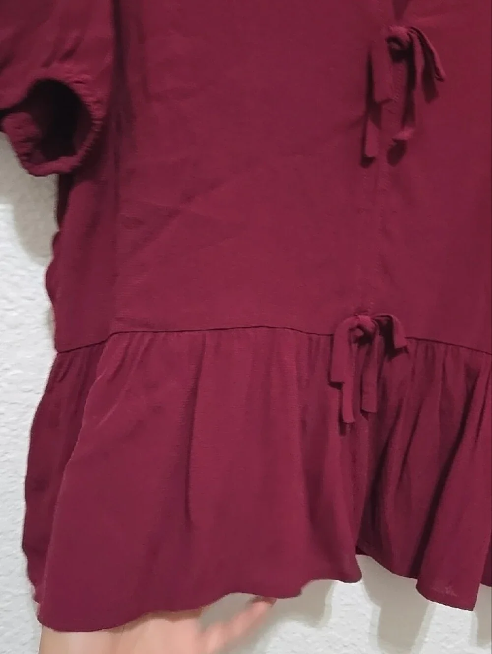 NWT J. Crew Burgundy Tie-Front Peplum Top